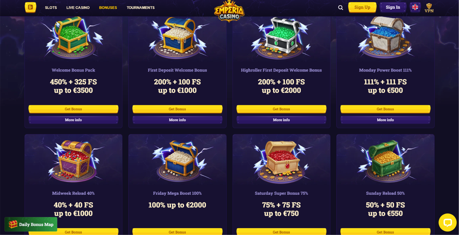 Emperia Casino bonuses