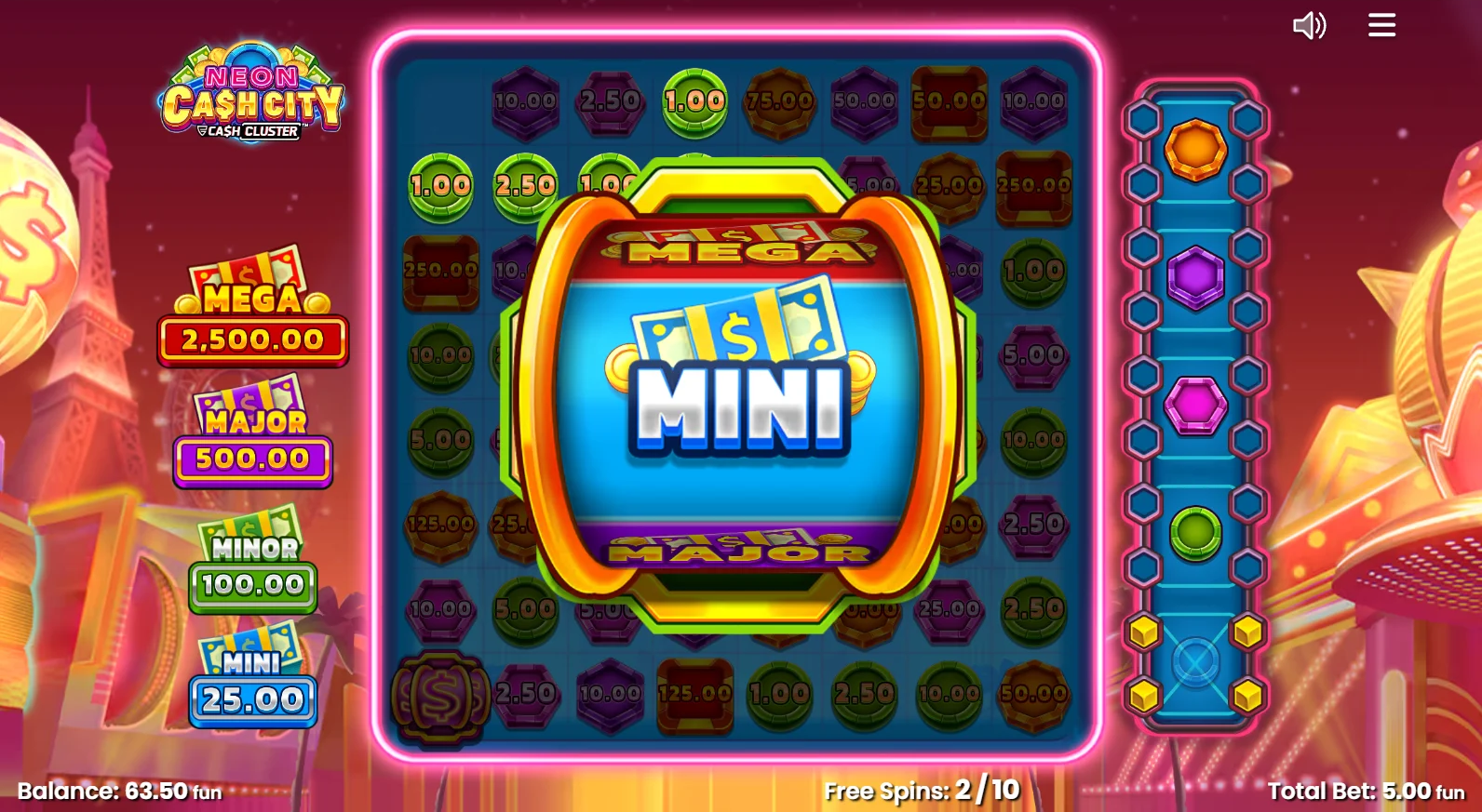 Neon Cash City Jackpot Symbols