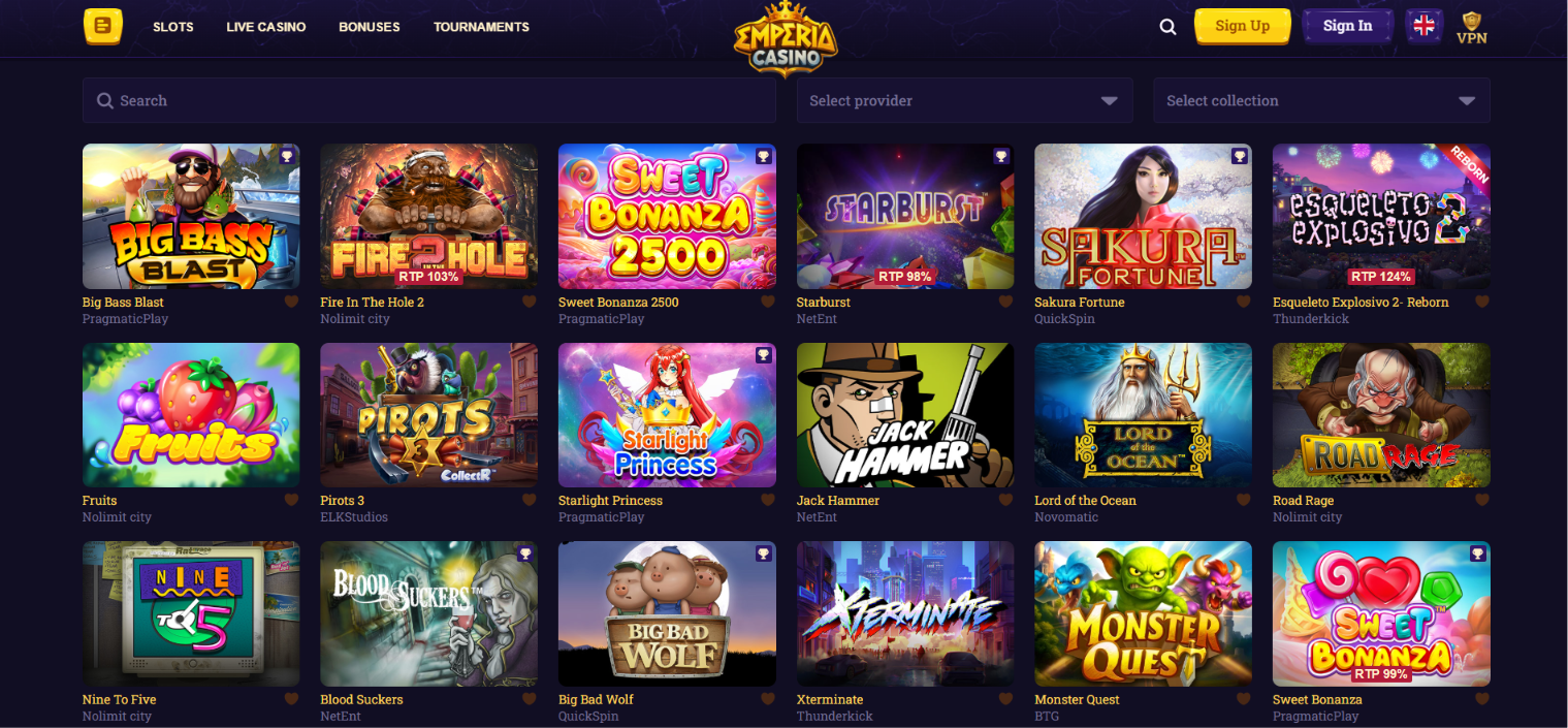 Emperia Casino games