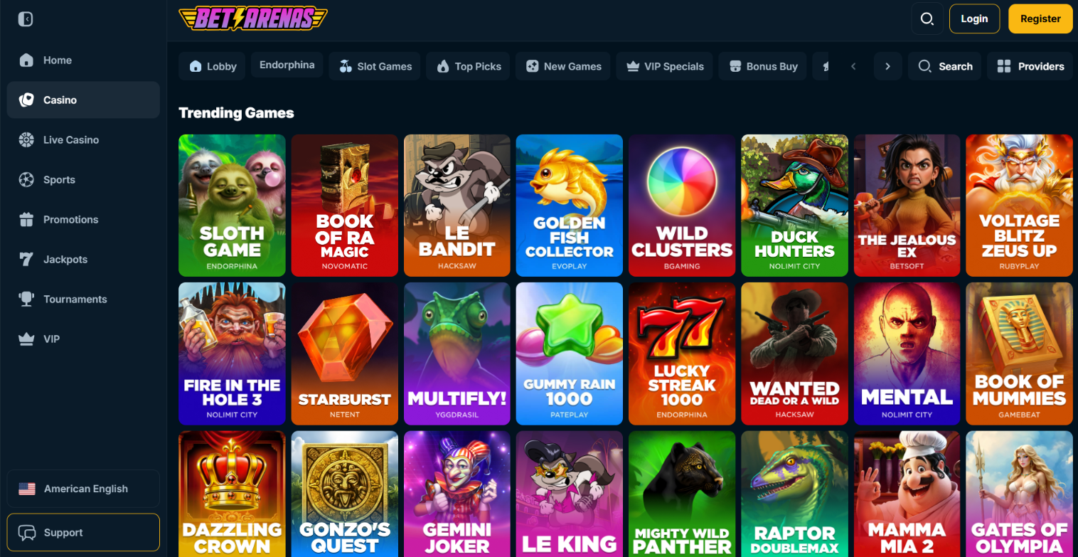 BetArenas Casino games