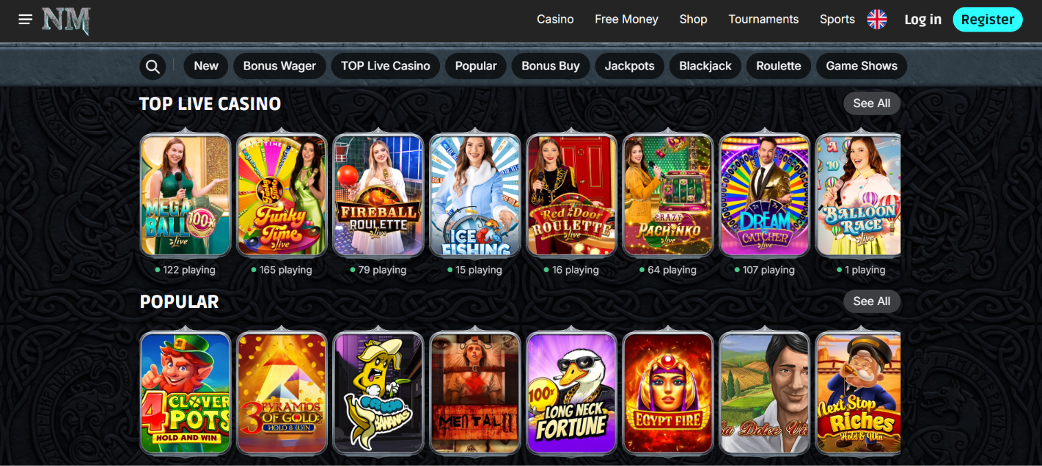 Norse Mania Live Casino with top and popular games