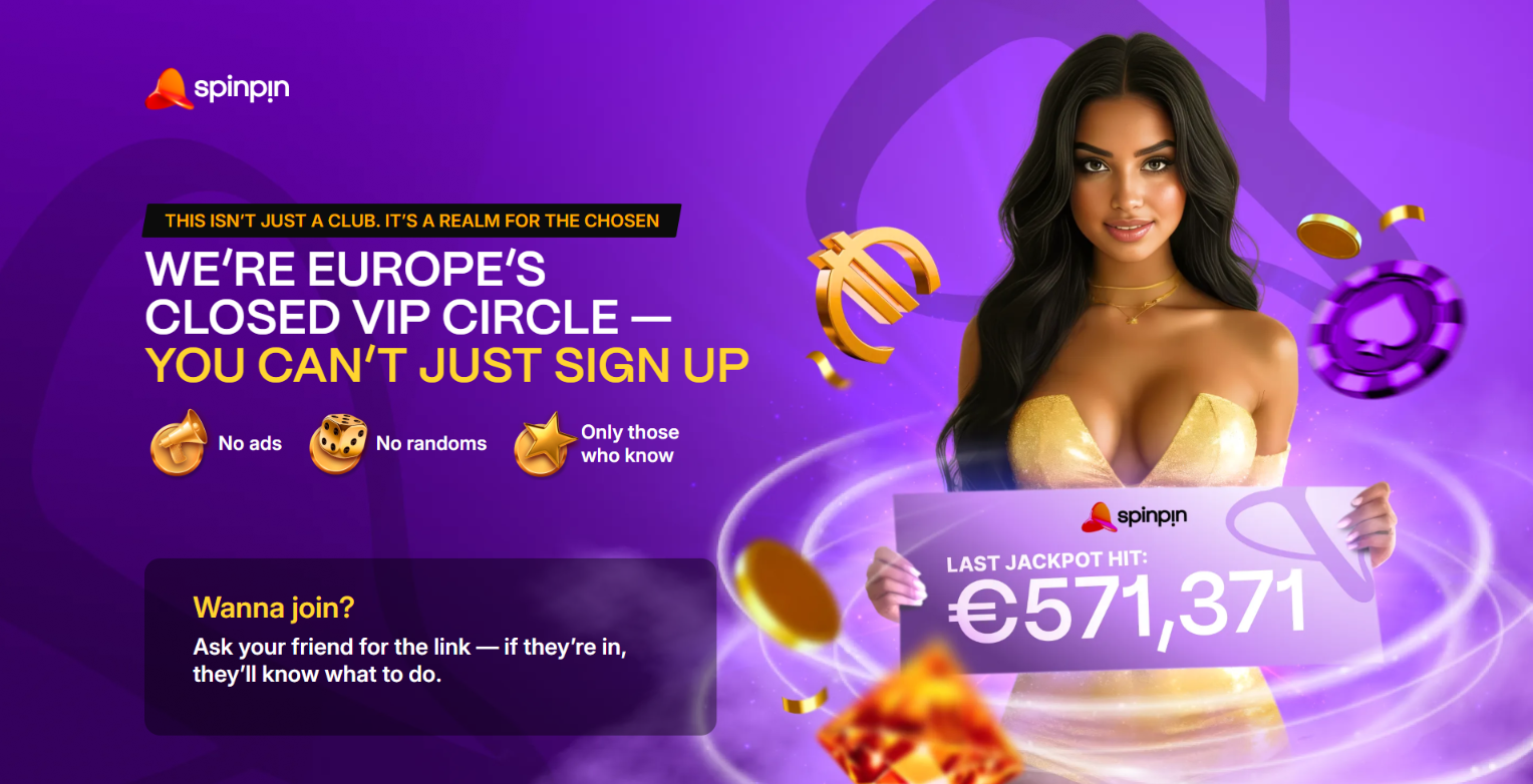 SpinPinPlay Casino invitation-only registration page