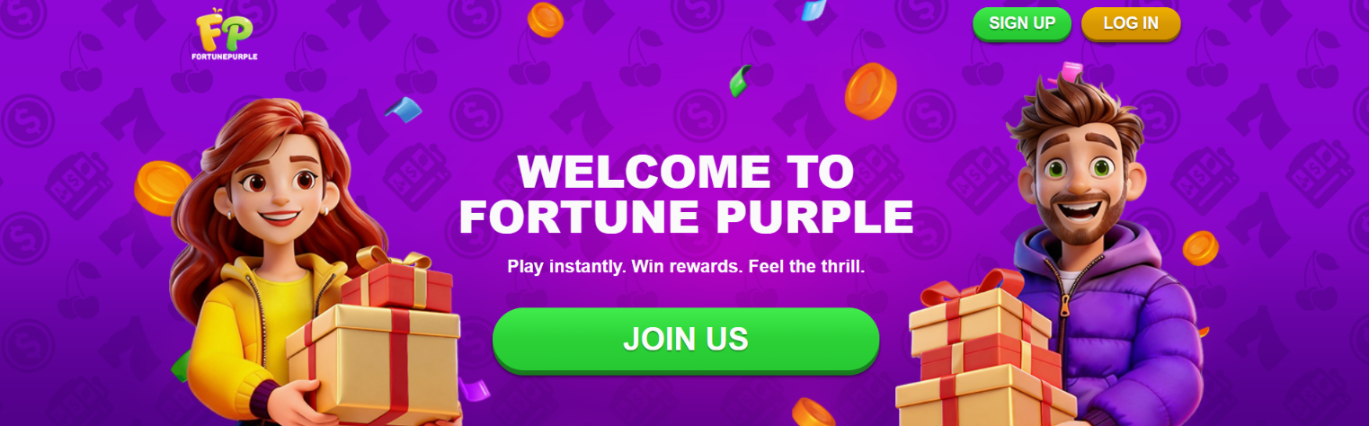 Fortune Purple homepage with Sign Up, Log In and Join Us buttons