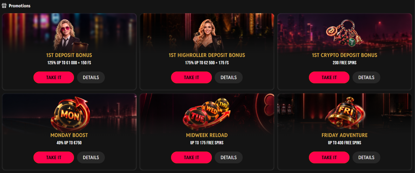 First-deposit bonuses and weekly promotional offers