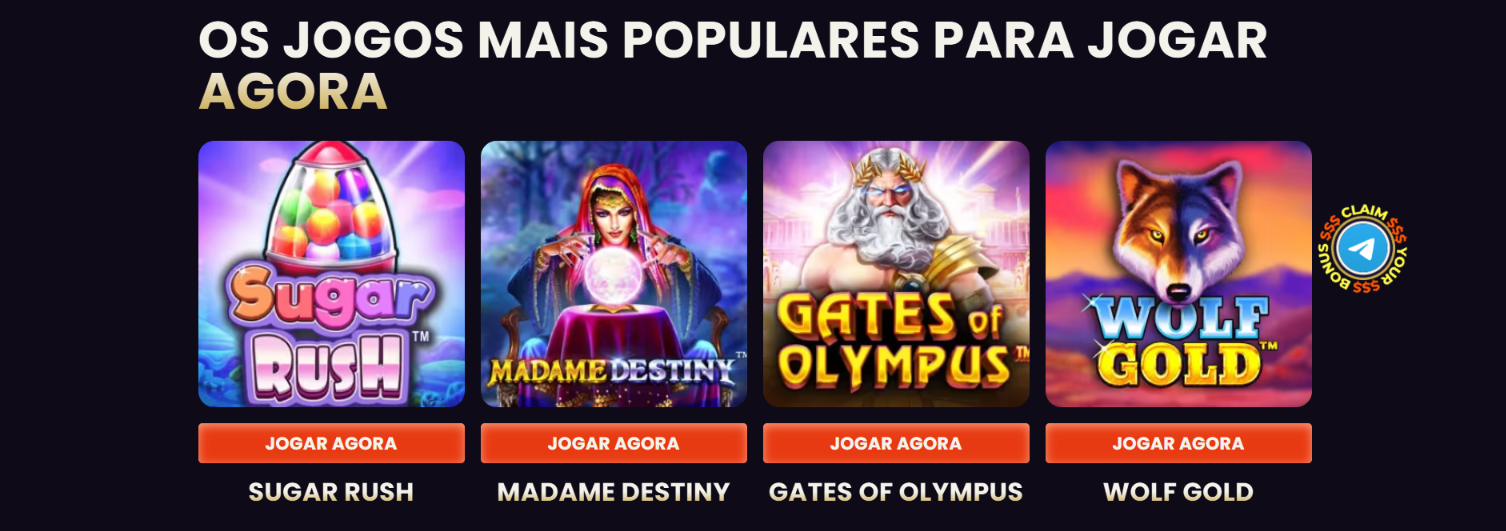 Popular slots section featuring Sugar Rush, Madame Destiny, Gates of Olympus and Wolf Gold.