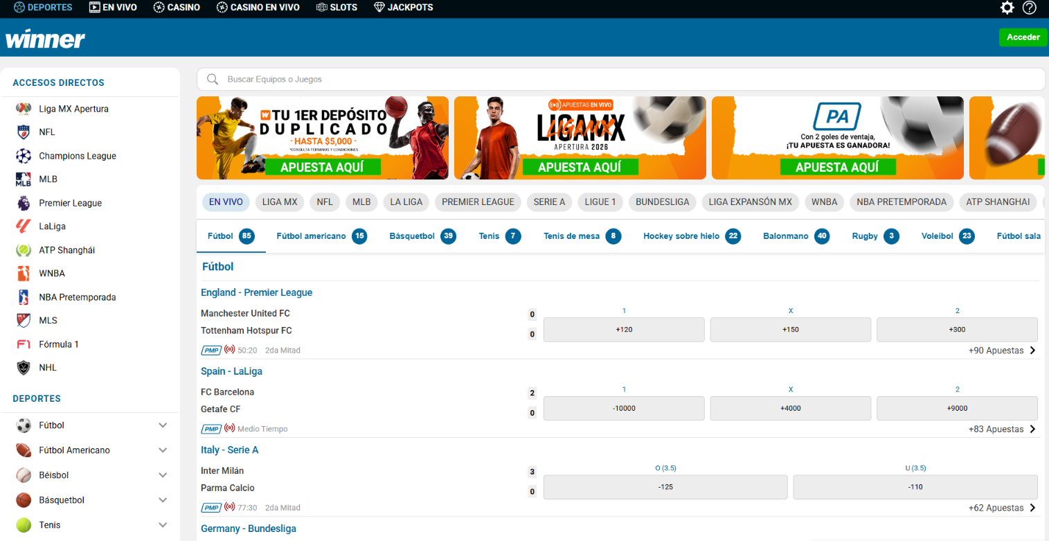 Live sports betting markets with football scores and odds for ongoing matches.